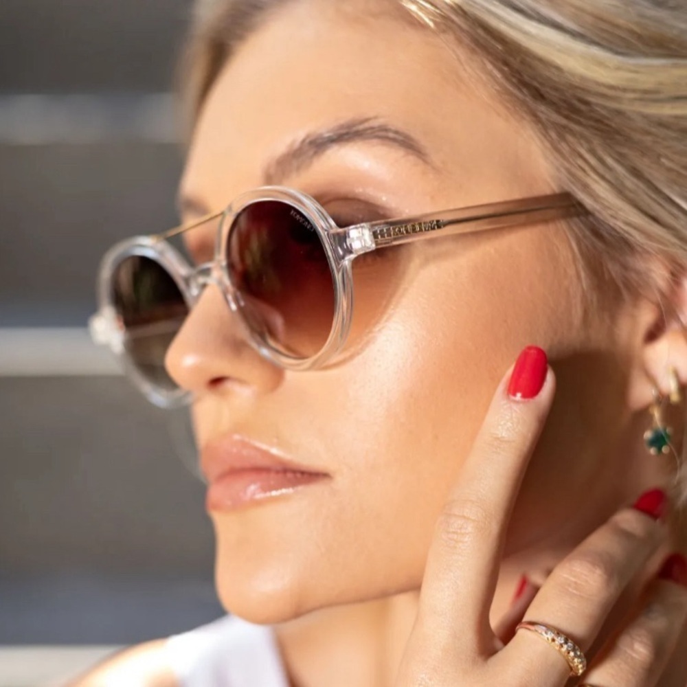 NEW KOMONO sunglasses Vivien Clear gold round - Picture 14 of 15